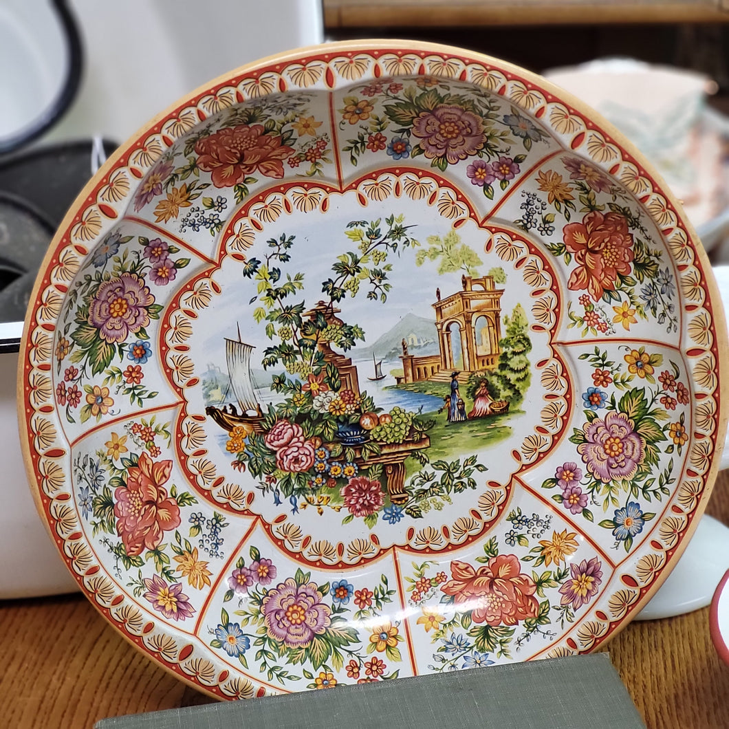 Vintage Daher Tin Bowl, Art Nouveau Style Designed Tin - 