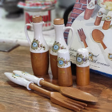 Load image into Gallery viewer, MCM Wood and Porcelain Salad Set in Original Box