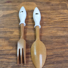 Load image into Gallery viewer, MCM Wood and Porcelain Salad Set in Original Box