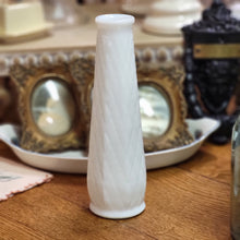 Load image into Gallery viewer, E. O. Brody Milk Glass Diamond Pattern Bud Vase - Quilted White Glass