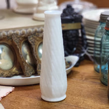 Load image into Gallery viewer, E. O. Brody Milk Glass Diamond Pattern Bud Vase - Quilted White Glass