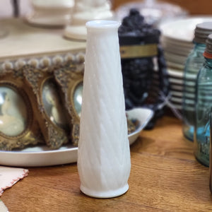 E. O. Brody Milk Glass Diamond Pattern Bud Vase - Quilted White Glass