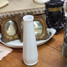 Load image into Gallery viewer, E. O. Brody Milk Glass Diamond Pattern Bud Vase - Quilted White Glass