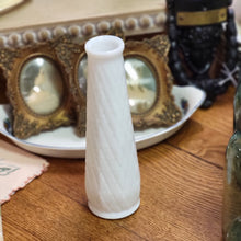 Load image into Gallery viewer, E. O. Brody Milk Glass Diamond Pattern Bud Vase - Quilted White Glass