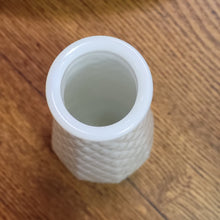 Load image into Gallery viewer, E. O. Brody Milk Glass Diamond Pattern Bud Vase - Quilted White Glass