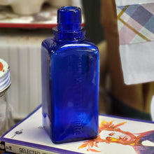 Load image into Gallery viewer, Antique Cobalt Blue Glass Square Bottle, John Wyeth &amp; Bro. Collectible Bottle