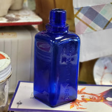 Load image into Gallery viewer, Antique Cobalt Blue Glass Square Bottle, John Wyeth &amp; Bro. Collectible Bottle