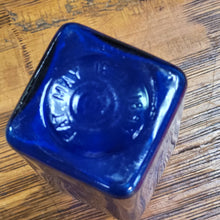 Load image into Gallery viewer, Antique Cobalt Blue Glass Square Bottle, John Wyeth &amp; Bro. Collectible Bottle