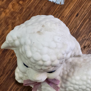 Vintage White Ceramic Lamb, Farmhouse Country Nursery Decor