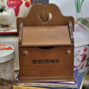 Vintage Wooden Recipe Box, Country Farmhouse Kitchen Decor