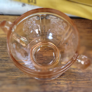 Vintage Pink Federal Glass Rose of Sharon Sugar Bowl