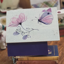 Load image into Gallery viewer, Hand Painted Classic Style Birdhouse, Purple and White Floral and Butterfly Design