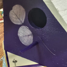 Load image into Gallery viewer, Hand Painted Classic Style Birdhouse, Purple and White Floral and Butterfly Design