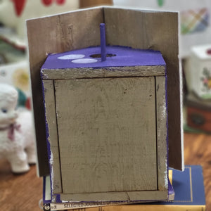 Hand Painted Classic Style Birdhouse, Purple and White Floral and Butterfly Design