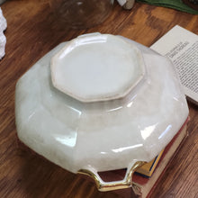 Load image into Gallery viewer, Antique Hexagon Vegetable Dish with Lid, Porcelain Handled Serving Dish Floral and Gold Design