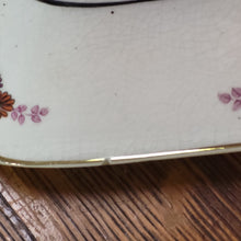 Load image into Gallery viewer, Antique Hexagon Vegetable Dish with Lid, Porcelain Handled Serving Dish Floral and Gold Design