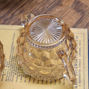 Pink Depression Glass Jeannette/Diamond Cubist Pattern Sugar and Creamer Set