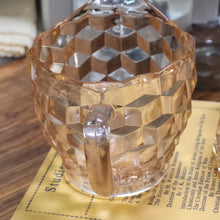 Load image into Gallery viewer, Pink Depression Glass Jeannette/Diamond Cubist Pattern Sugar and Creamer Set