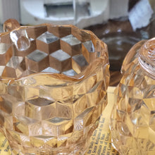 Load image into Gallery viewer, Pink Depression Glass Jeannette/Diamond Cubist Pattern Sugar and Creamer Set