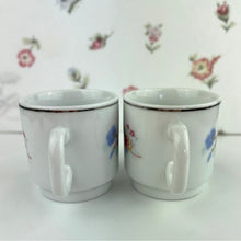 Load image into Gallery viewer, Vintage Tabletops Unlimited Set of 2 - Flat Bottom Floral Demitasse Cups, Vintage Espresso Mugs