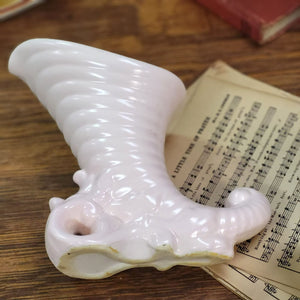 Cornucopia Ceramic Vase/Planter Pink and White set of 2