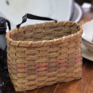 Vintage Wall Pocket Basket, Wicker Striped Wall Hanging