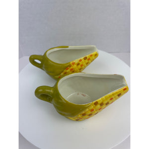 Melted Butter Servers, Set of Two 2 Double Nice Co. Fall Corn on the Cob Miniature Pitchers, Autumn Decor