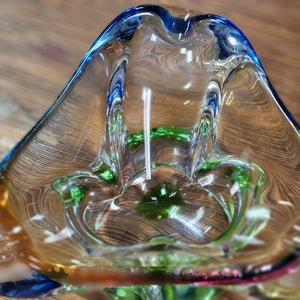 MCM Tricolor Murano Style Glass Cigar Ashtray