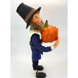 Vintage Annalee Thanksgiving Doll Pilgrim Man Holding Pumpkin