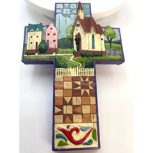 Load image into Gallery viewer, Vintage Jim Shore Heartwood Creek Cross with Church #4007046