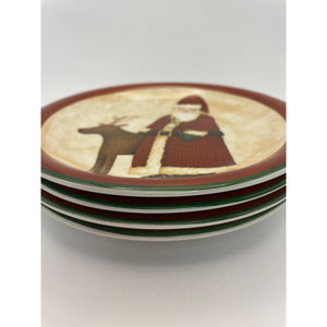 Debbie Mumm Zak Designs Folk Art Santa Decorative Plates - Set of 4