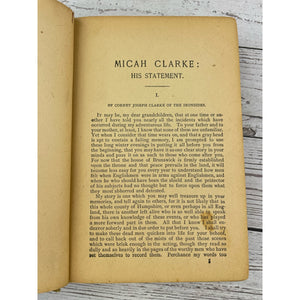 Antique Book Micah Clarke by Arthur Conan Doyle Published by F. M. Lupton Co