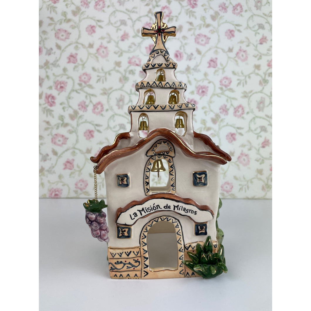 Blue Sky Clayworks La Mission de Milagros T-Lite Candle House by Heather Goldminc