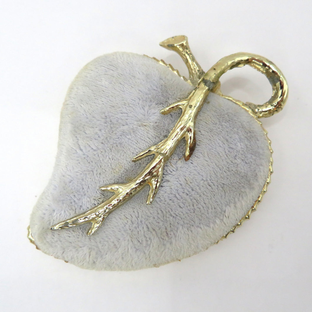 Vtg Velvet Heart Hat Pin Cushion Gold Trim Vanity Decor Romantic Boudoir Display