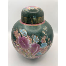 Load image into Gallery viewer, Vintage Chinese Cloisonné Porcelain Ginger Jar - Hand Painted Oriental Lidded Urn/Vase