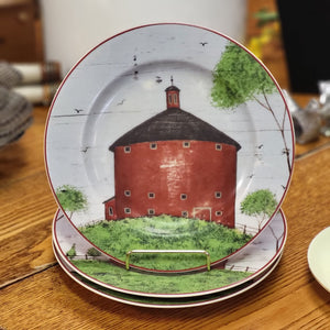 Warren Kimble Collectible Barn Plates, Set of 4 Farmhouse Decor Decorative Plates