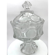 Load image into Gallery viewer, Fostoria Frosted Coin Pattern, Lidded Candy Dish, 1960s Compote Bowl