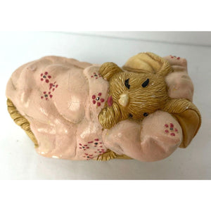 Vintage Pepiware Rabbit Bunny Figurine - CHERUB, Hand Painted Stoneware