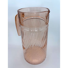 Load image into Gallery viewer, Vintage Pink Glass Swirl Pitcher &amp; Tumbler Set, Arcoroc France Rosaline 7 Piece Fruit Orangeade Juice Set