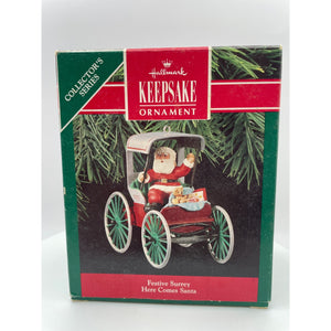 Hallmark Keepsake Ornament - Festive Surrey Here Comes Santa 1990 12th in Series