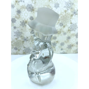 Crystal Snowman Paperweight with Frosted Top Hat Christmas Holiday Decor