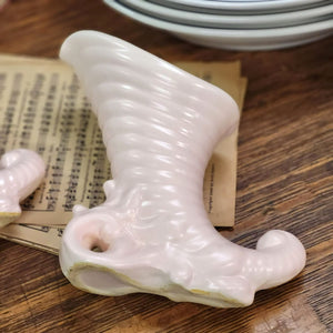 Cornucopia Ceramic Vase/Planter Pink and White set of 2