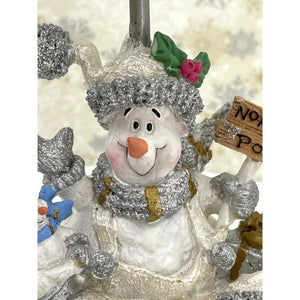 Holiday Tea Light Snowman Votive Candle Winter Christmas Decoration