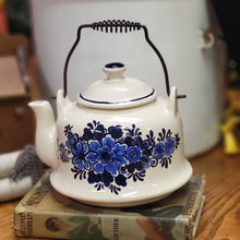 Load image into Gallery viewer, Vintage Delft Style Ceramic White and Blue Teapot 1980&#39;s