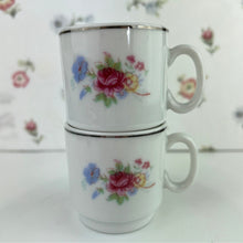 Load image into Gallery viewer, Vintage Tabletops Unlimited Set of 2 - Flat Bottom Floral Demitasse Cups, Vintage Espresso Mugs