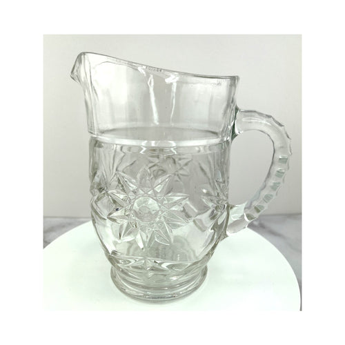 Anchor Hocking Milk/Cream Pitcher with Star of David Pattern, Vintage Glassware