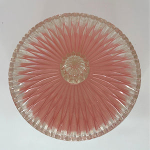Vintage Celebrity Inc. Pink Crystal Cut Acrylic Round Powder Box