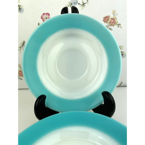 Corning Aqua Blue Saucers with 
