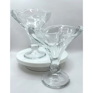 Vintage Rastal Fan Flair Glass Ice Cream Dessert Cups, Set of 2 Fruit Serving Bowls
