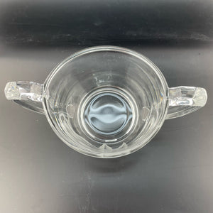 Vintage Oak Leaf Etched Glass Sugar Dish Trophy Handled Leaf and Acorns Sugar